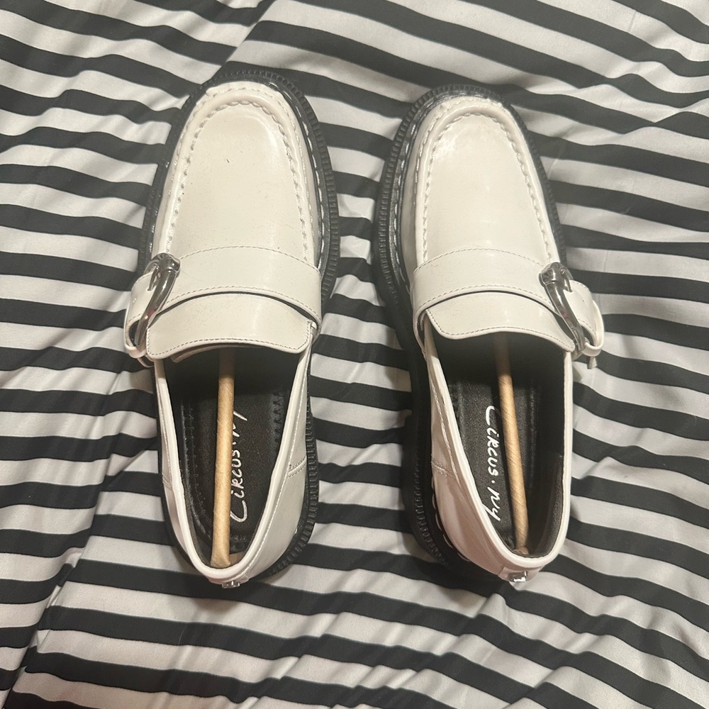 White and Black Slip-On Loafers - Never worn